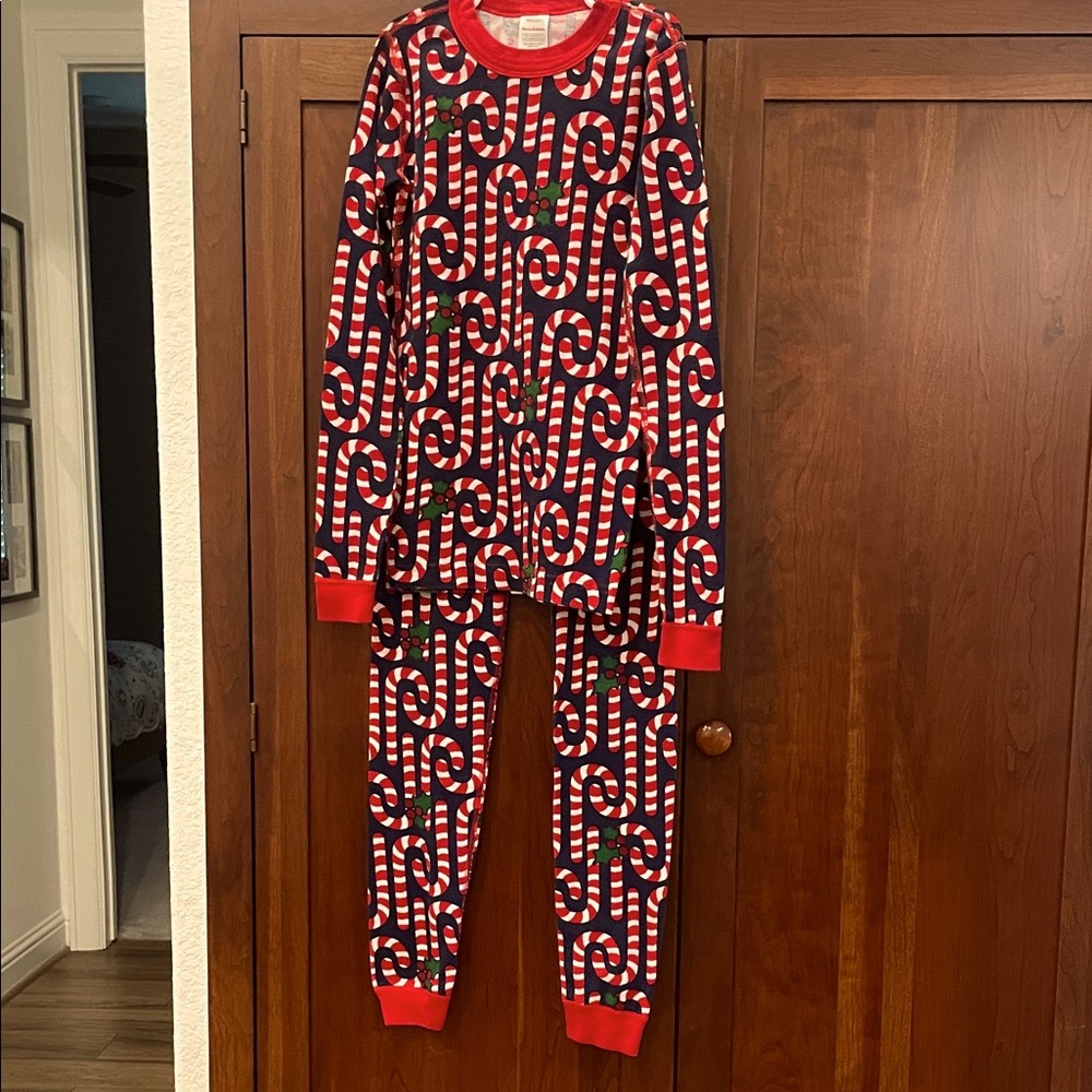 Hanna Andersson Red and Blue Candy Cane Pajama Set unisex size 12